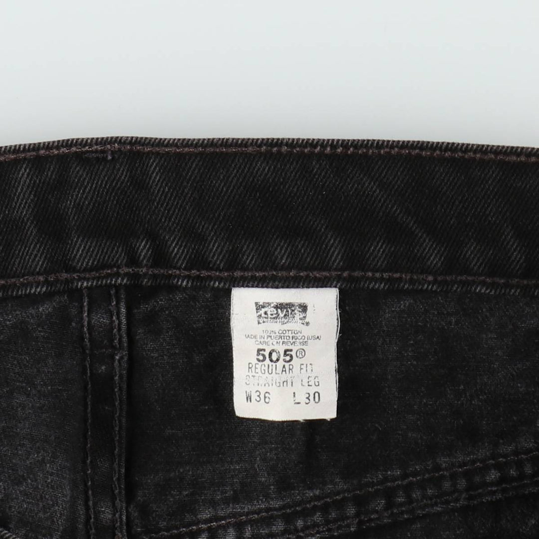 90'S Levi's 505 Regular Fit Straight Leg Tapered Denim Pants, Black Denim, Men's, Size 36, Vintage cotton black type Vintage Second Hand