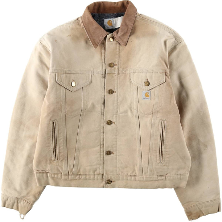 Carhartt Duck Trucker Jacket, Padded, Men's Size XL (approx.) unclear Khaki type beige Vintage Second Hand