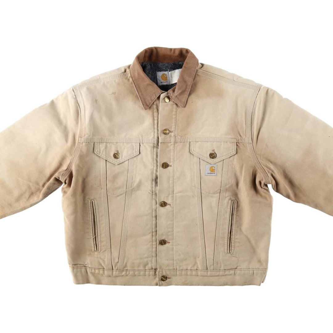 Carhartt Duck Trucker Jacket, Padded, Men's Size XL (approx.) unclear Khaki type beige Vintage Second Hand