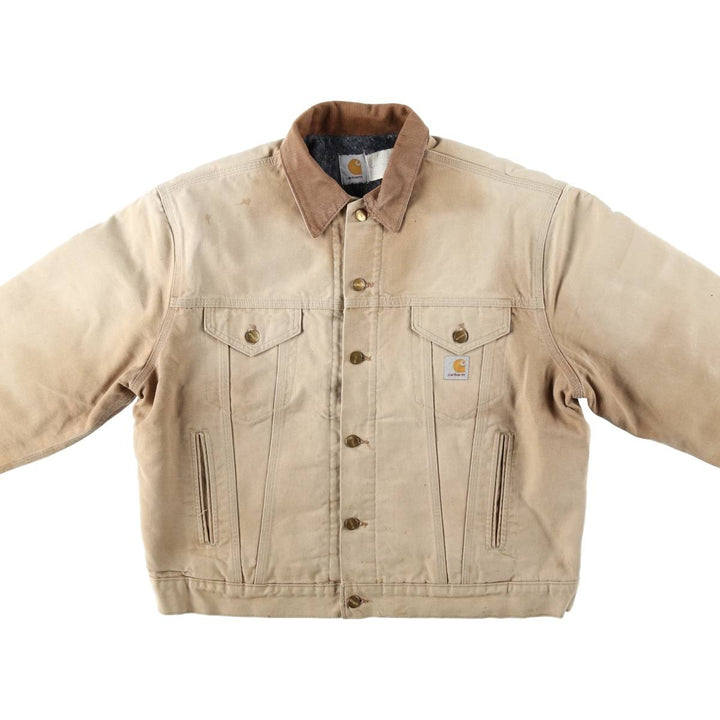 Carhartt Duck Trucker Jacket, Padded, Men's Size XL (approx.) unclear Khaki type beige Vintage Second Hand