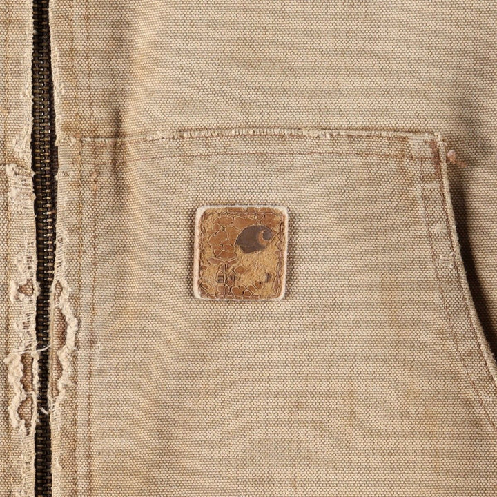 Carhartt Active Jacket Duck Full Zip Hoodie Men's L size cotton Beige type Vintage Second Hand