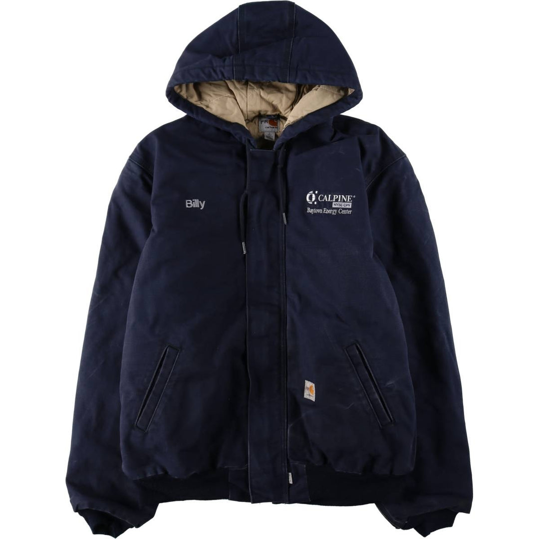 Carhartt Active Jacket FR Series, Insulated Duck Full-Zip Hoodie, Men's Size L (approx.) cotton navy blue type Vintage Second Hand