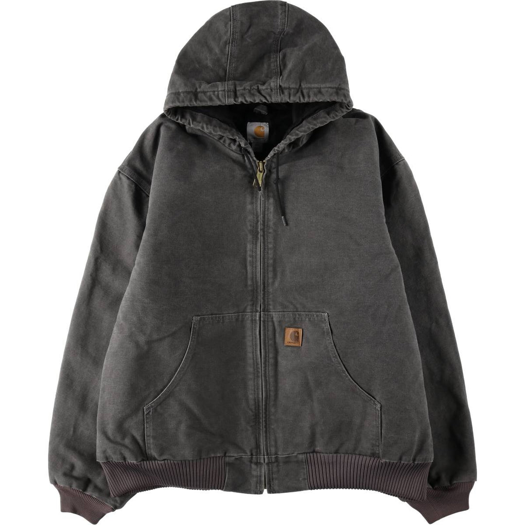 Carhartt Active Jacket, Padded Duck Full-Zip Hoodie, Men's XXL cotton Charcoal Vintage Second Hand