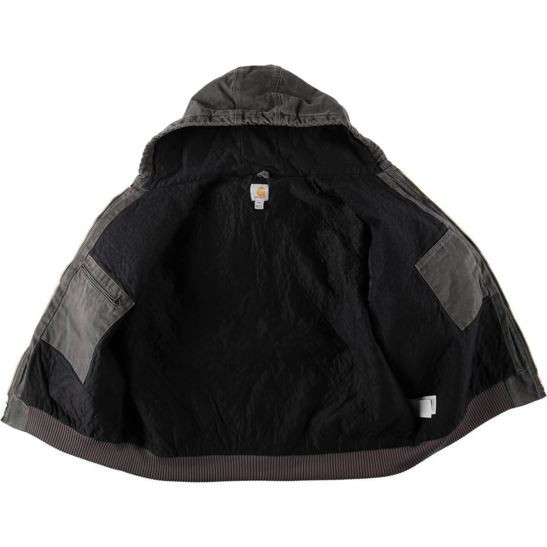 Carhartt Active Jacket, Padded Duck Full-Zip Hoodie, Men's XXL cotton Charcoal Vintage Second Hand