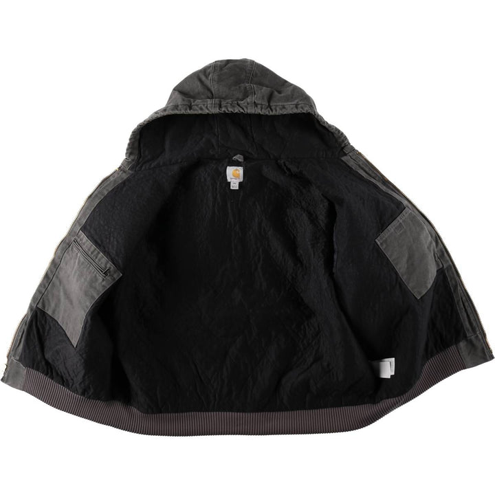 Carhartt Active Jacket, Padded Duck Full-Zip Hoodie, Men's XXL cotton Charcoal Vintage Second Hand