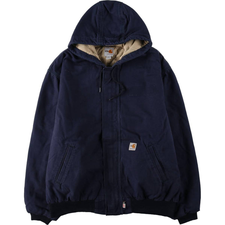 Carhartt Active Jacket FR Series, Insulated Duck Full-Zip Hoodie, Men's Size XL (approx.) cotton navy blue type Vintage Second Hand
