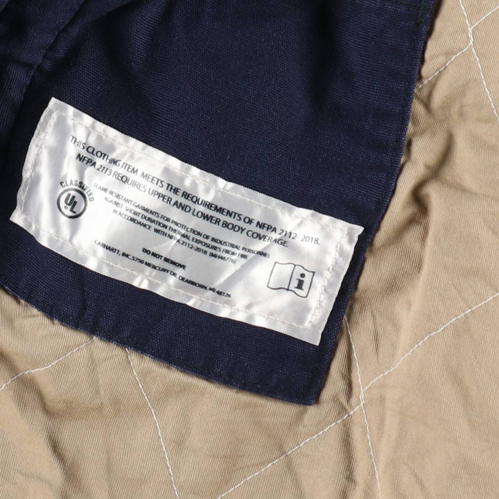 Carhartt Active Jacket FR Series, Insulated Duck Full-Zip Hoodie, Men's Size XL (approx.) cotton navy blue type Vintage Second Hand