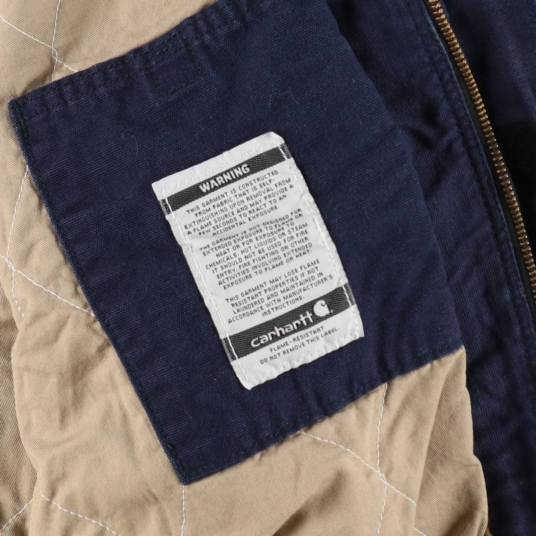 Carhartt Active Jacket FR Series, Insulated Duck Full-Zip Hoodie, Men's Size XL (approx.) cotton navy blue type Vintage Second Hand