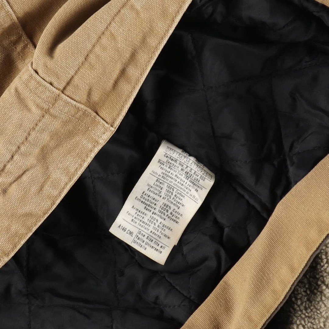 2000'S Carhartt Traditional Hooded Padded Duck Work Jacket, Men's Size XL cotton Beige type Vintage Second Hand