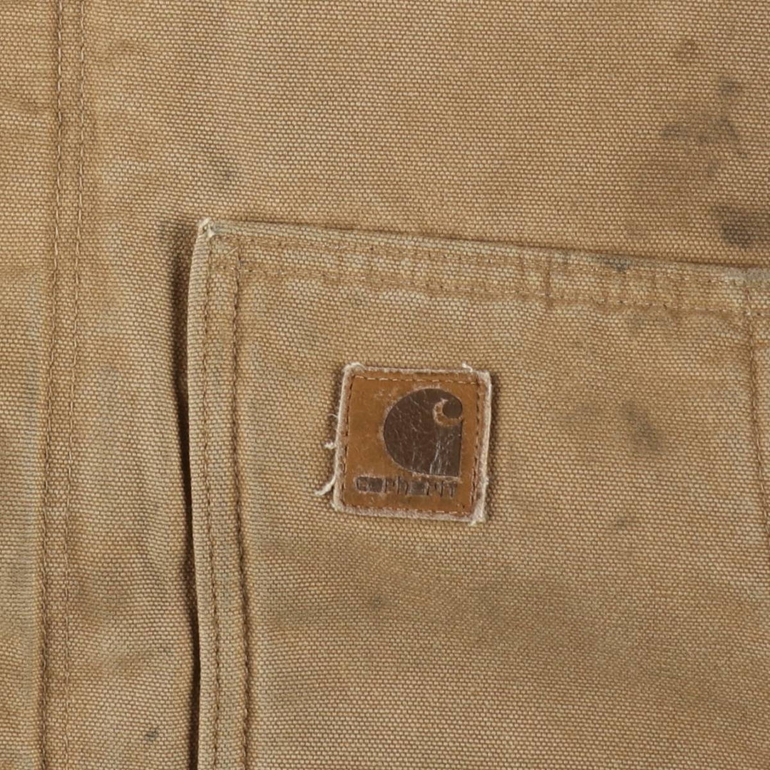 2000'S Carhartt Traditional Hooded Padded Duck Work Jacket, Men's Size XL cotton Beige type Vintage Second Hand