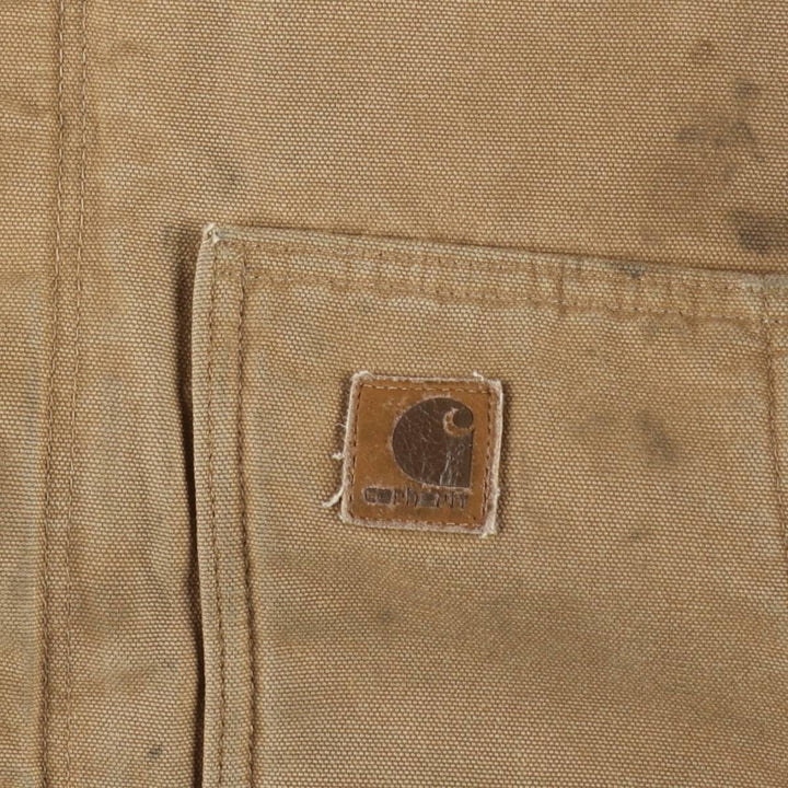 2000'S Carhartt Traditional Hooded Padded Duck Work Jacket, Men's Size XL cotton Beige type Vintage Second Hand