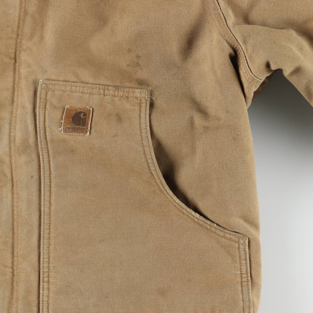 2000'S Carhartt Traditional Hooded Padded Duck Work Jacket, Men's Size XL cotton Beige type Vintage Second Hand