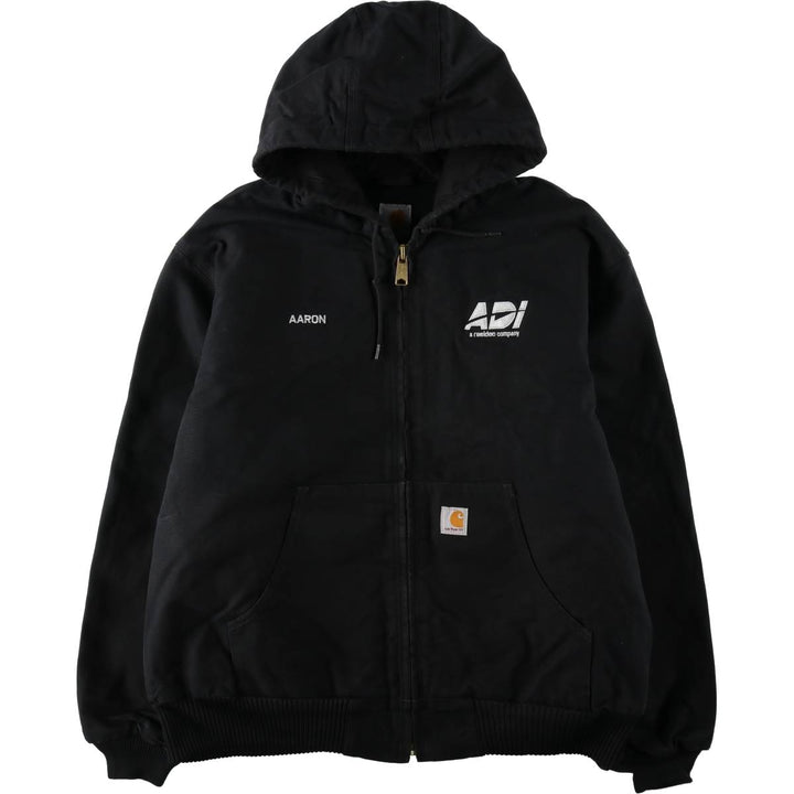 Carhartt Active Jacket, Padded, Advertising Duck Full-Zip Hoodie, Men's Size XL (approx.) cotton black type Vintage Second Hand