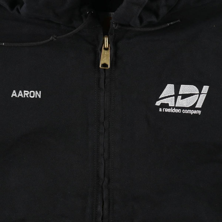 Carhartt Active Jacket, Padded, Advertising Duck Full-Zip Hoodie, Men's Size XL (approx.) cotton black type Vintage Second Hand