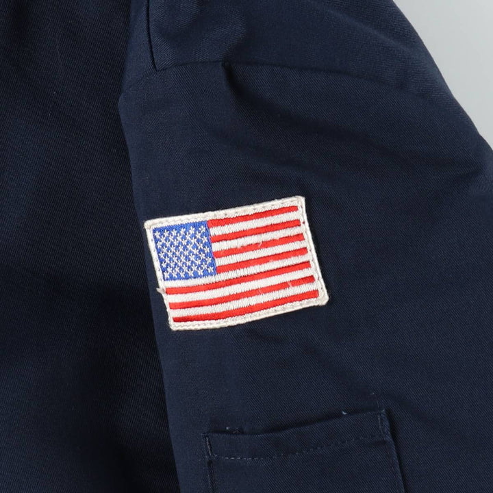 Red Kap American flag pattern work jacket, men's size XL, vintage. polyester navy blue type Vintage Second Hand