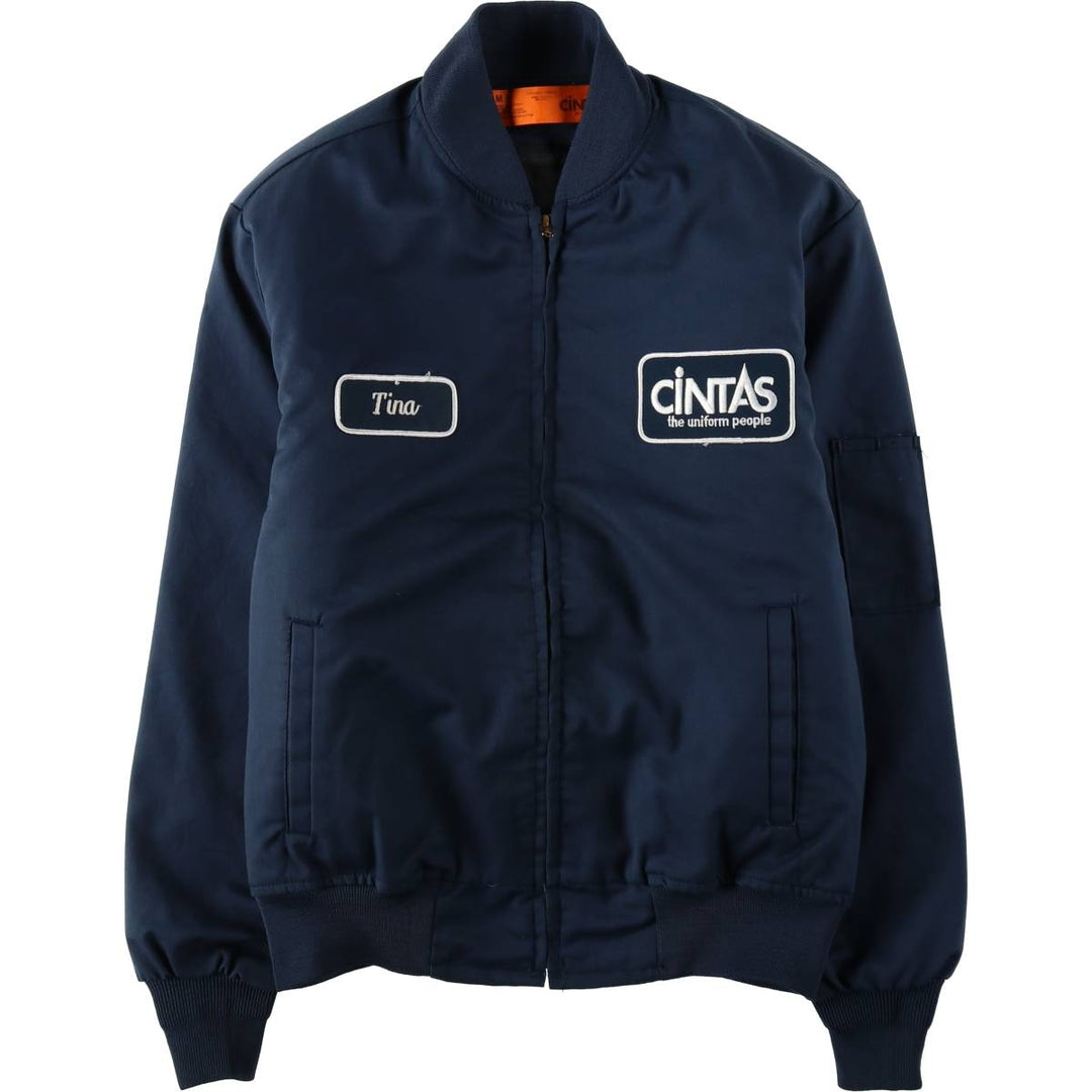 CINTAS Work Blouson, Made in USA, Men's Size M polyester navy blue type Vintage Second Hand