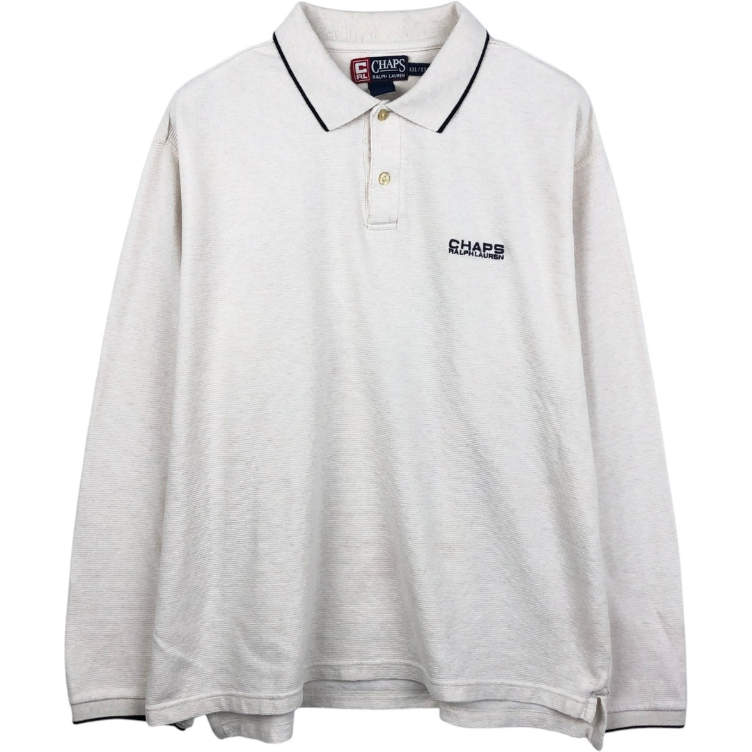 Ralph Lauren CHAPS Short-Sleeve Polo Shirt, Men's XXL (approx.) cotton unbleached Vintage Second Hand