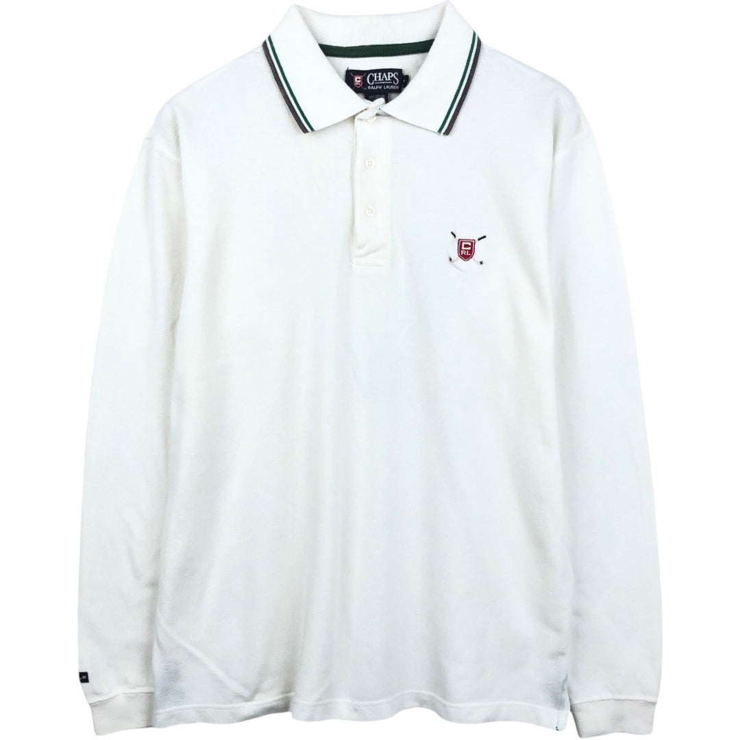 Ralph Lauren CHAPS Short-Sleeve Polo Shirt, Men's Size S (approx.) cotton white type Vintage Second Hand