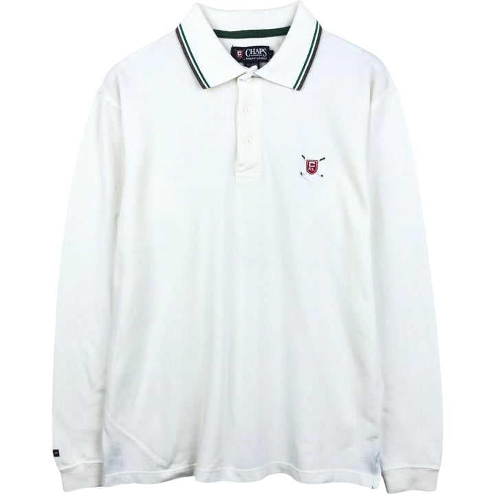 Ralph Lauren CHAPS Short-Sleeve Polo Shirt, Men's Size S (approx.) cotton white type Vintage Second Hand