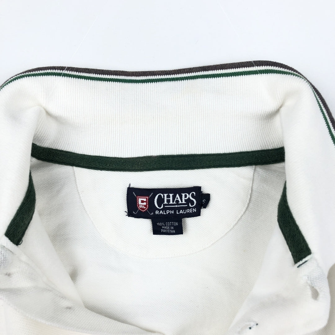 Ralph Lauren CHAPS Short-Sleeve Polo Shirt, Men's Size S (approx.) cotton white type Vintage Second Hand