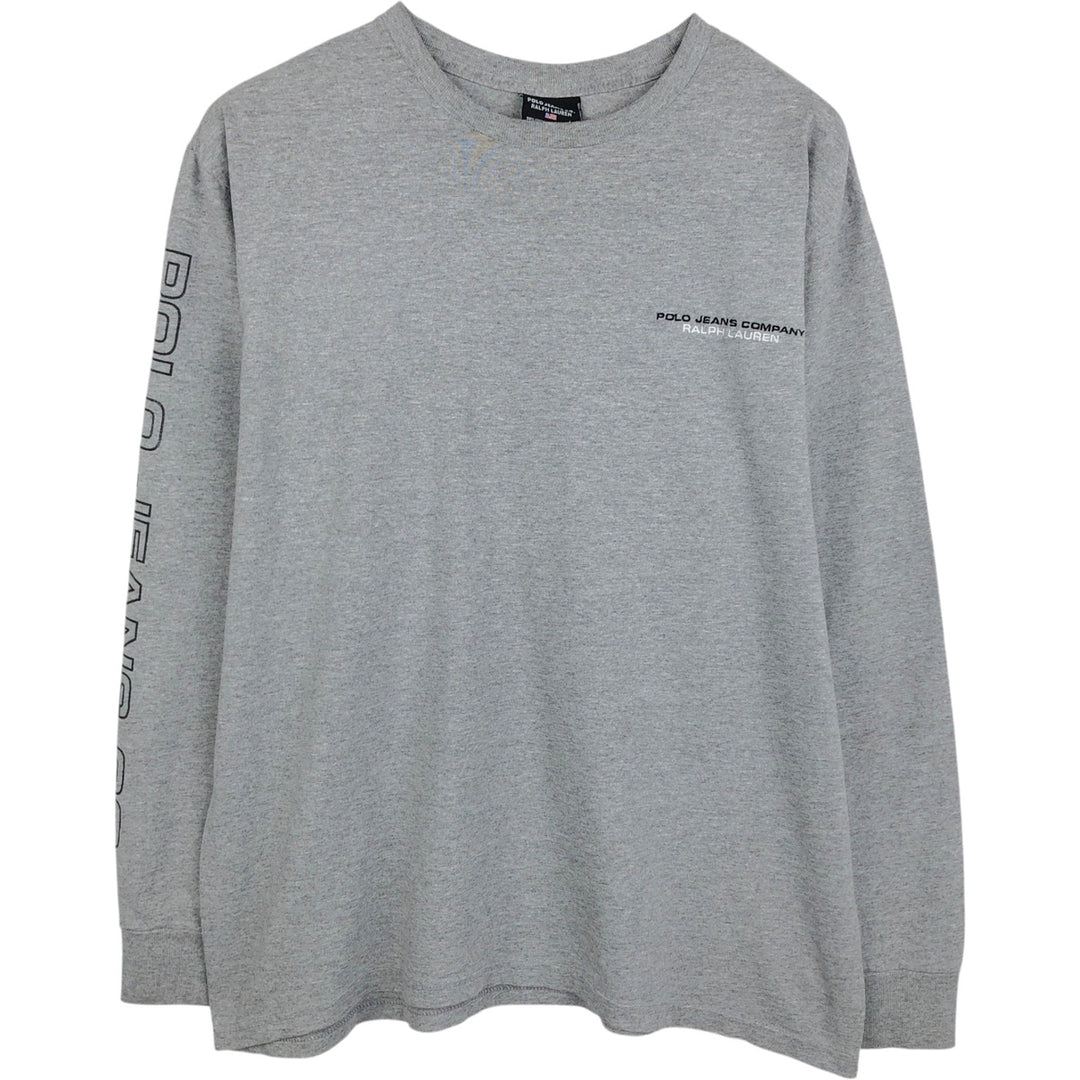 Ralph Lauren Polo Jeans Company long-sleeved T-shirt, men's size L cotton gray type Vintage Second Hand
