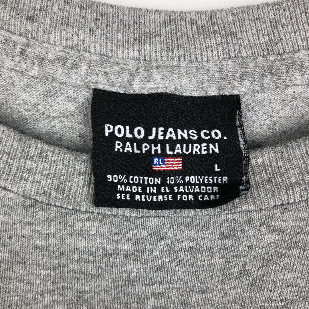 Ralph Lauren Polo Jeans Company long-sleeved T-shirt, men's size L cotton gray type Vintage Second Hand