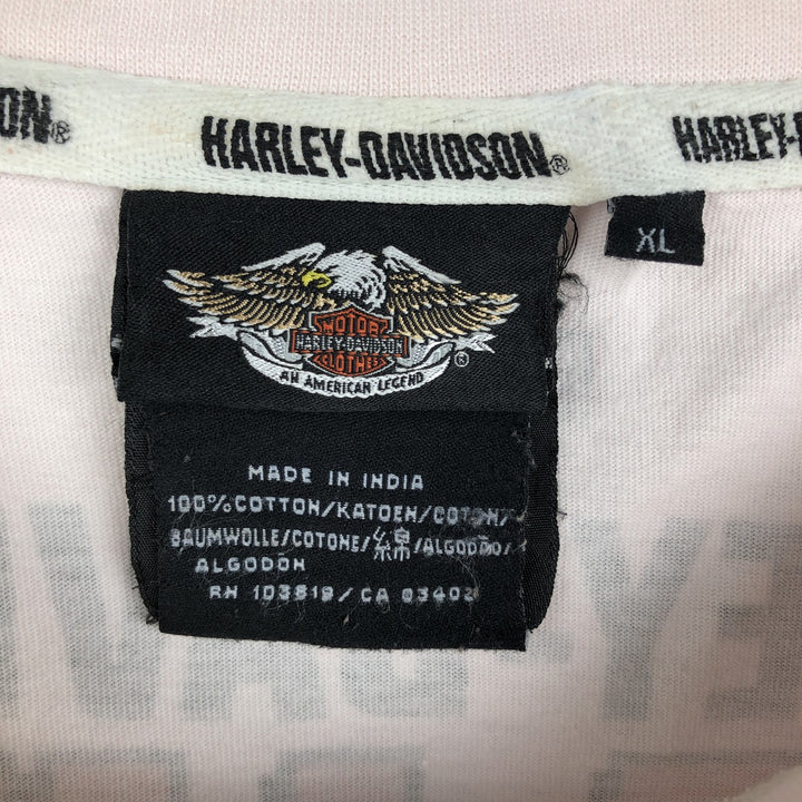 Harley-Davidson Henley neck long T-shirt, men's XL size cotton brown type Vintage Second Hand