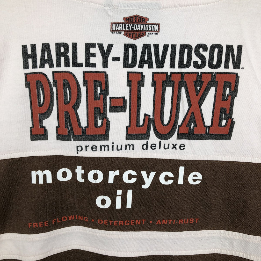 Harley-Davidson Henley neck long T-shirt, men's XL size cotton brown type Vintage Second Hand