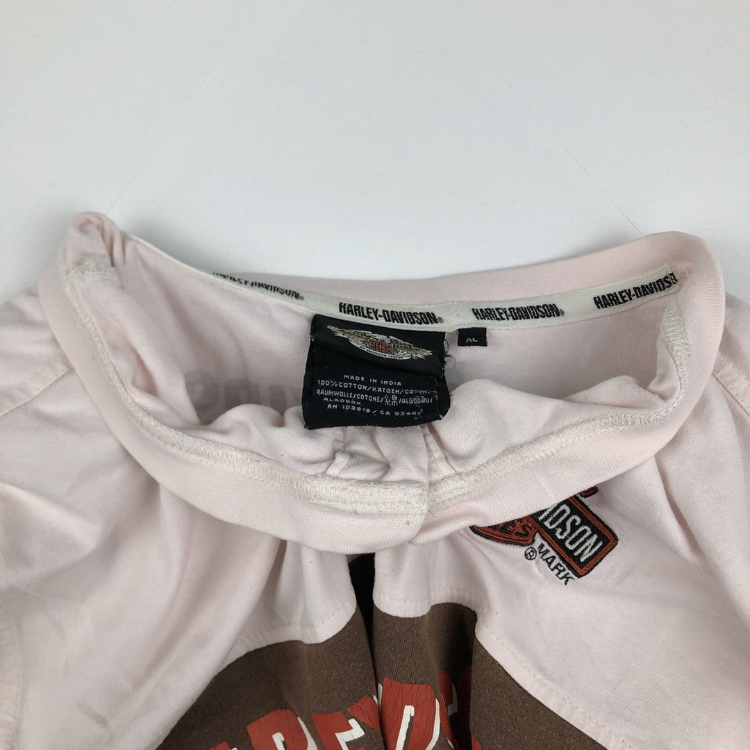 Harley-Davidson Henley neck long T-shirt, men's XL size cotton brown type Vintage Second Hand