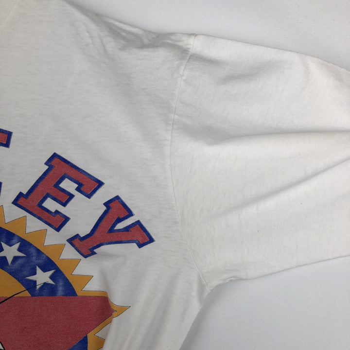 MICKEY MOUSE Mickey Mouse Mock Neck Character Print Long-Sleeve T-Shirt (Men's Size L) unclear white type Vintage Second Hand