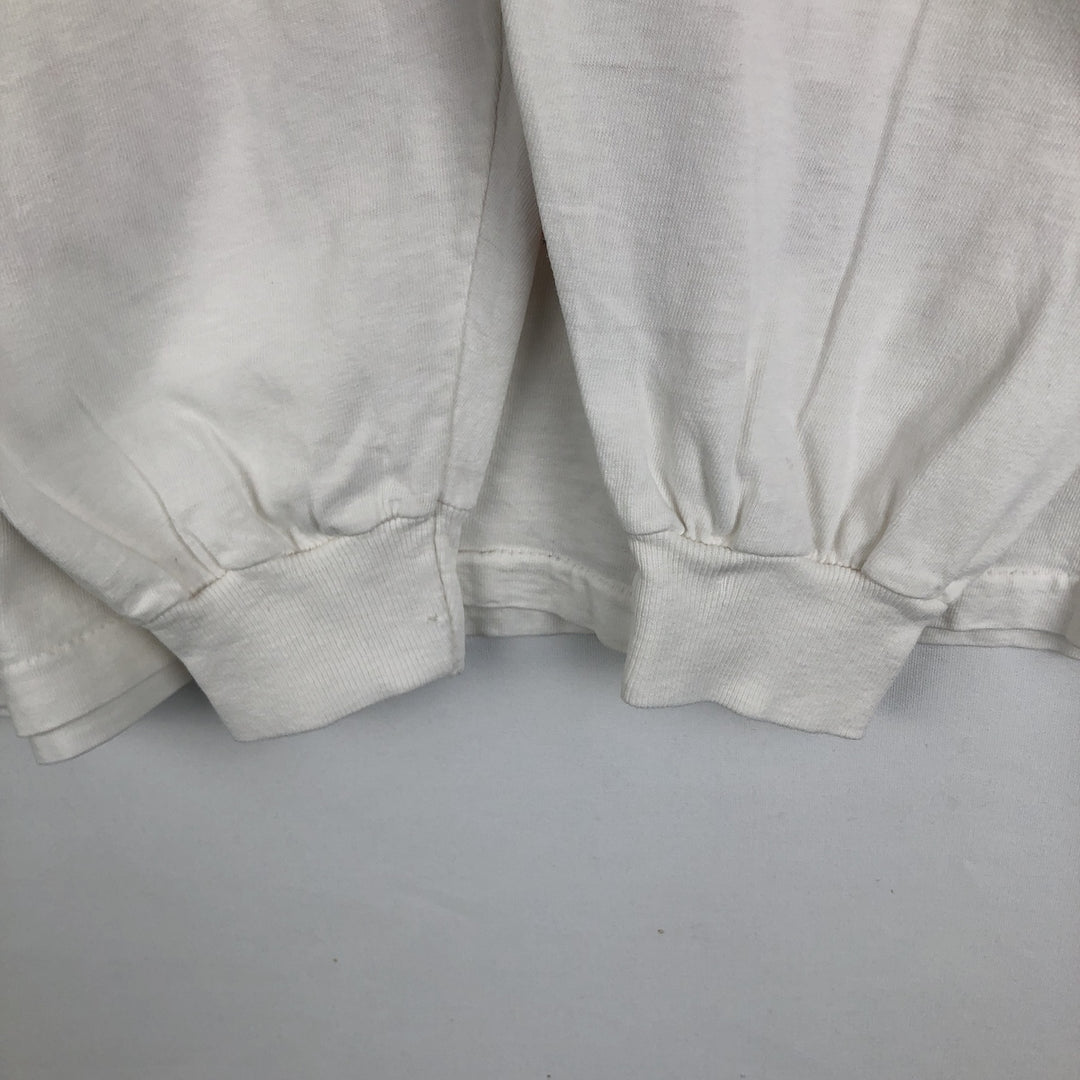 MICKEY MOUSE Mickey Mouse Mock Neck Character Print Long-Sleeve T-Shirt (Men's Size L) unclear white type Vintage Second Hand