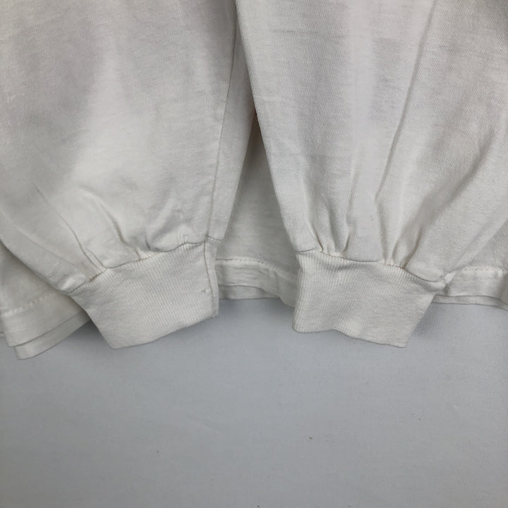 MICKEY MOUSE Mickey Mouse Mock Neck Character Print Long-Sleeve T-Shirt (Men's Size L) unclear white type Vintage Second Hand