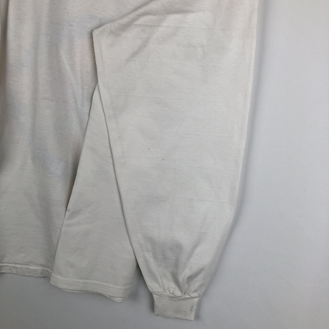 MICKEY MOUSE Mickey Mouse Mock Neck Character Print Long-Sleeve T-Shirt (Men's Size L) unclear white type Vintage Second Hand