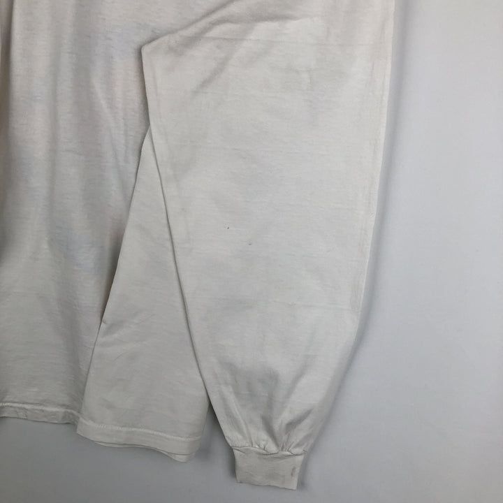 MICKEY MOUSE Mickey Mouse Mock Neck Character Print Long-Sleeve T-Shirt (Men's Size L) unclear white type Vintage Second Hand