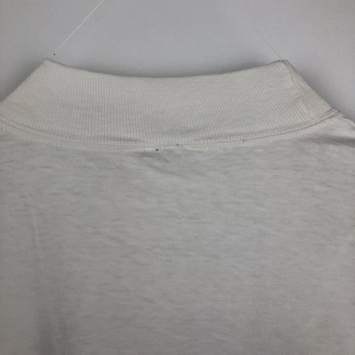 MICKEY MOUSE Mickey Mouse Mock Neck Character Print Long-Sleeve T-Shirt (Men's Size L) unclear white type Vintage Second Hand