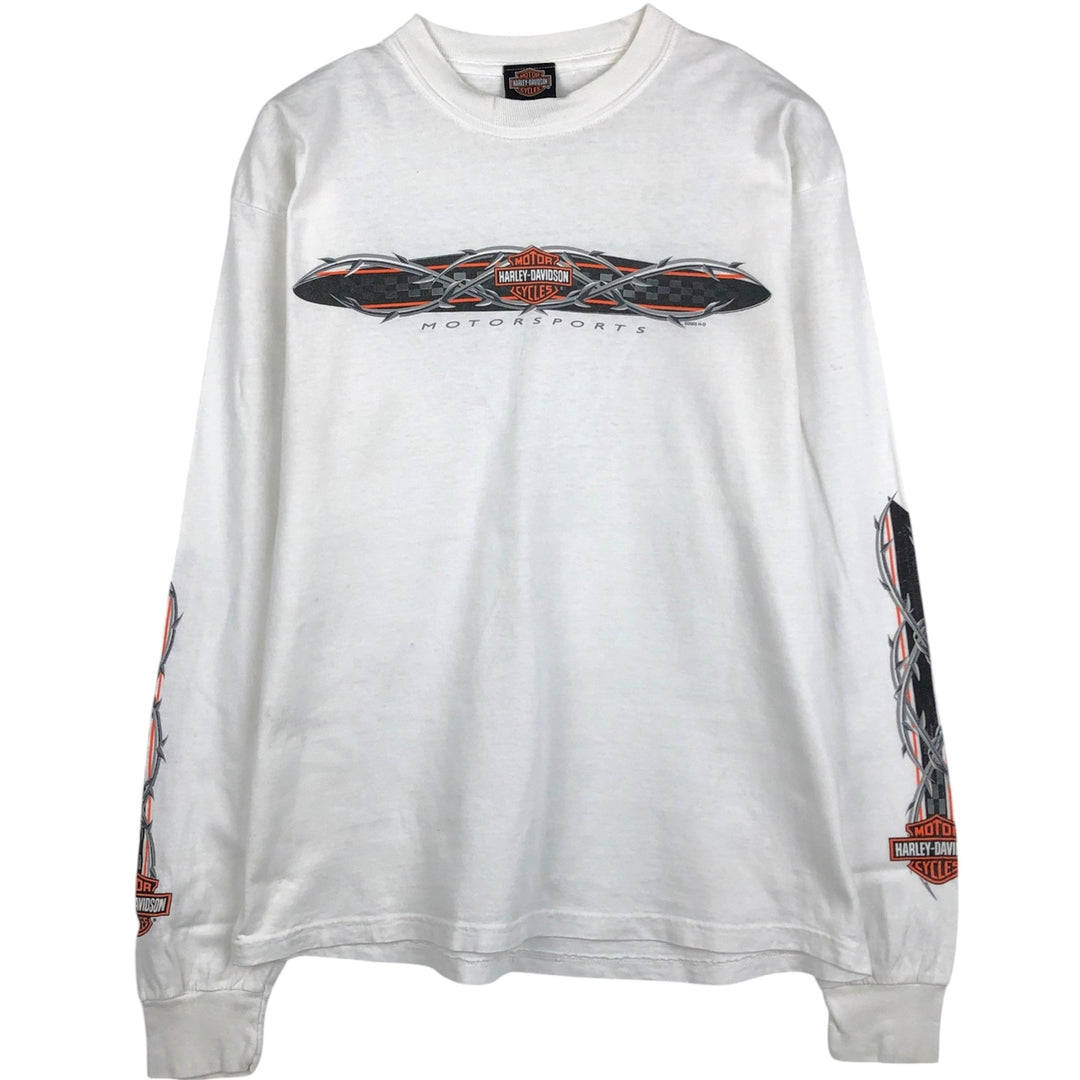 2000'S Harley-Davidson Motorcycle Long Sleeve T-Shirt, Men's Size L cotton white type Vintage Second Hand