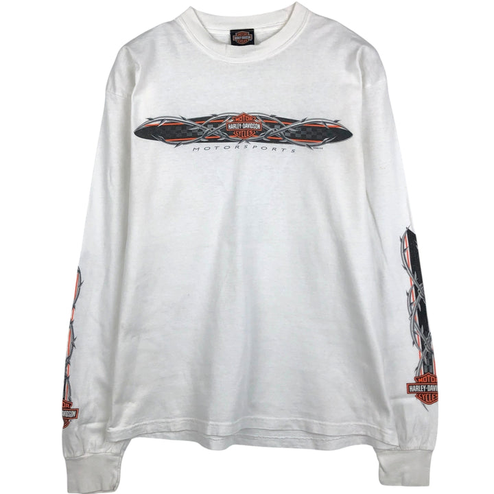 2000'S Harley-Davidson Motorcycle Long Sleeve T-Shirt, Men's Size L cotton white type Vintage Second Hand