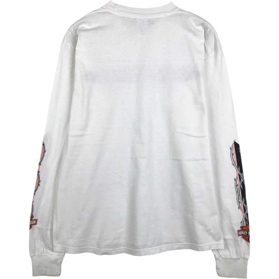 2000'S Harley-Davidson Motorcycle Long Sleeve T-Shirt, Men's Size L cotton white type Vintage Second Hand
