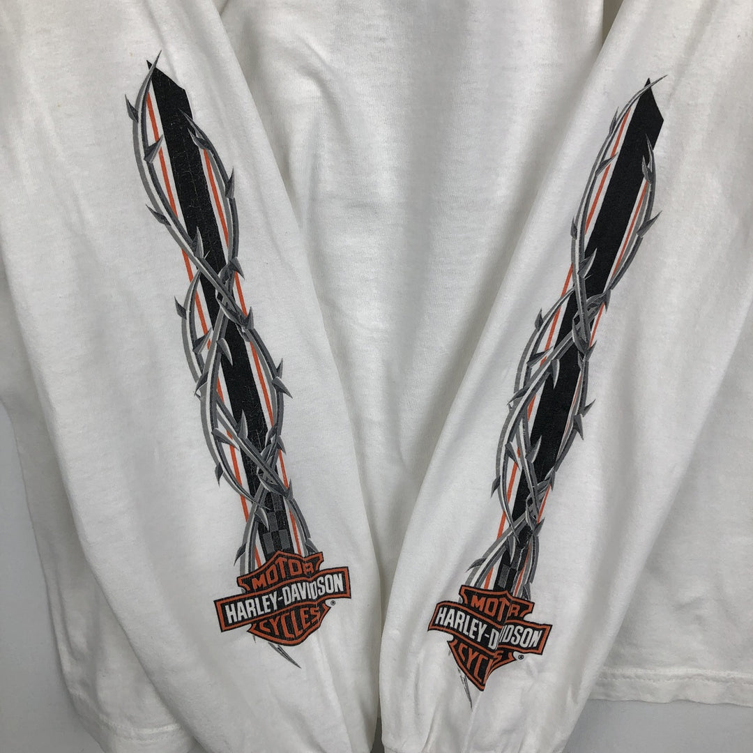2000'S Harley-Davidson Motorcycle Long Sleeve T-Shirt, Men's Size L cotton white type Vintage Second Hand