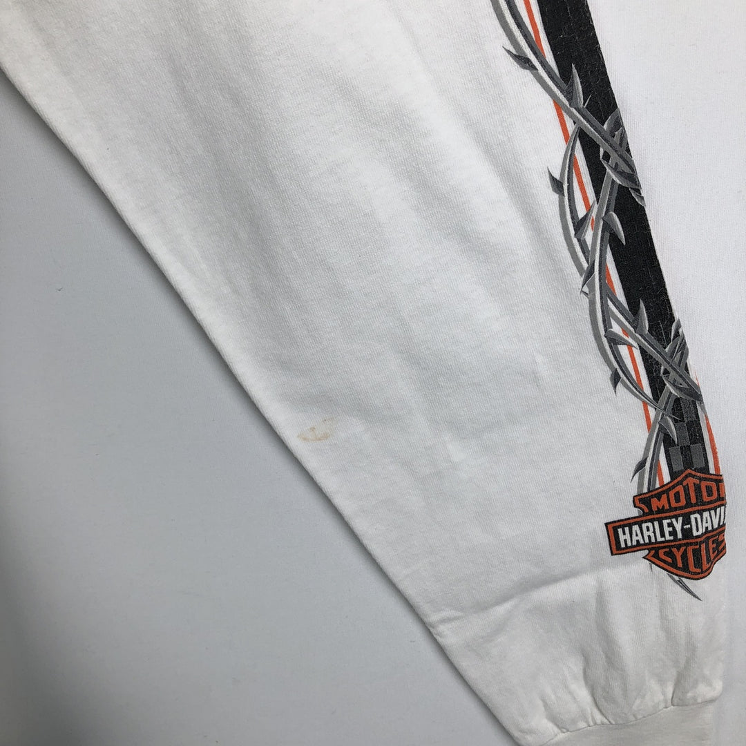 2000'S Harley-Davidson Motorcycle Long Sleeve T-Shirt, Men's Size L cotton white type Vintage Second Hand