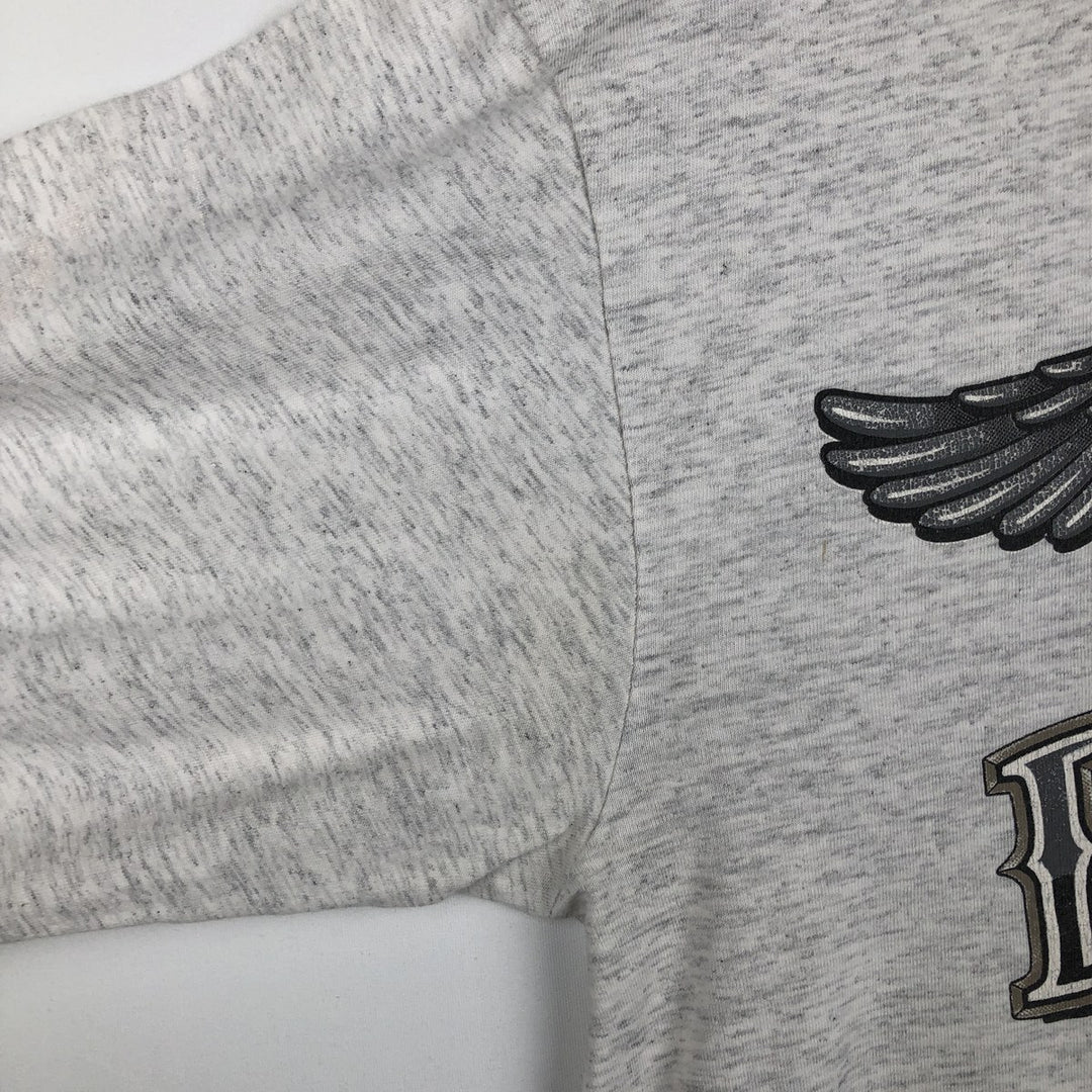 90'S Harley-Davidson Eagle Pattern Cut-Off Motorcycle Long-Sleeve T-Shirt (Men's Size L) unclear gray type Vintage Second Hand