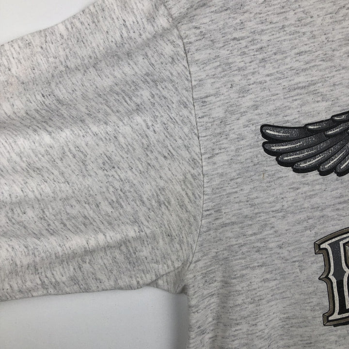 90'S Harley-Davidson Eagle Pattern Cut-Off Motorcycle Long-Sleeve T-Shirt (Men's Size L) unclear gray type Vintage Second Hand