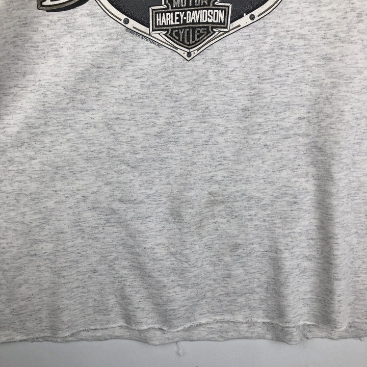 90'S Harley-Davidson Eagle Pattern Cut-Off Motorcycle Long-Sleeve T-Shirt (Men's Size L) unclear gray type Vintage Second Hand
