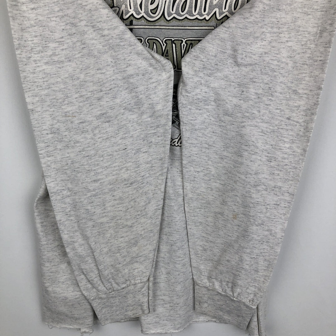 90'S Harley-Davidson Eagle Pattern Cut-Off Motorcycle Long-Sleeve T-Shirt (Men's Size L) unclear gray type Vintage Second Hand