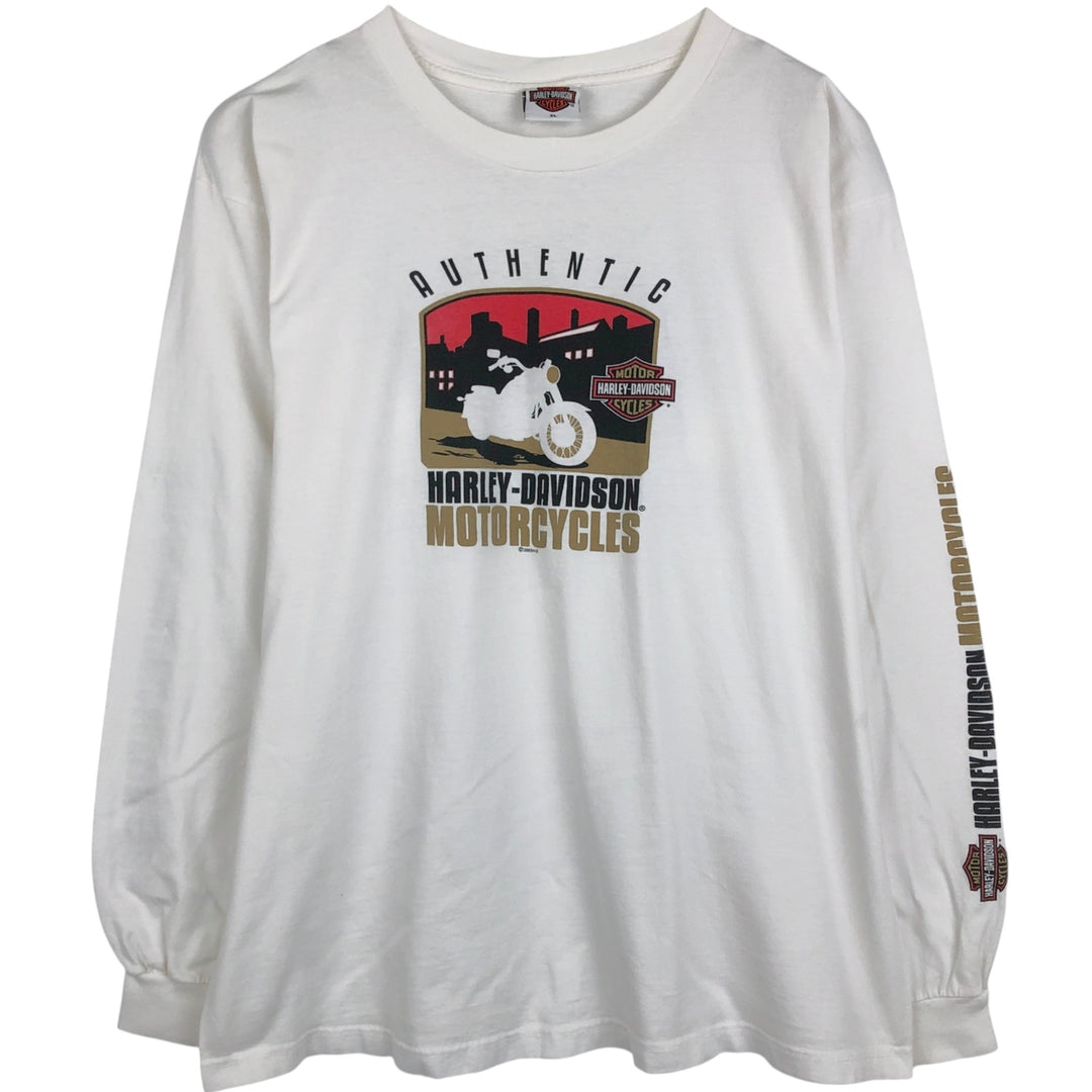 2000'S Harley-Davidson HOLOUBEK Motorcycle Long-Sleeve T-Shirt (Men's XL equivalent) unclear white type Vintage Second Hand