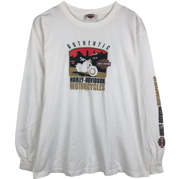 2000'S Harley-Davidson HOLOUBEK Motorcycle Long-Sleeve T-Shirt (Men's XL equivalent) unclear white type Vintage Second Hand