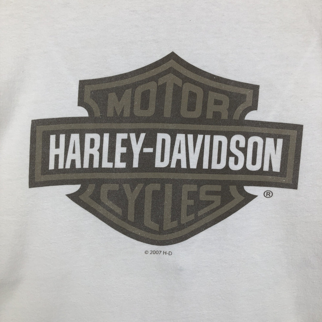Harley-Davidson Motorcycle Long-Sleeve T-Shirt, Made in USA, Men's Size L (approx.) cotton white type Vintage Second Hand