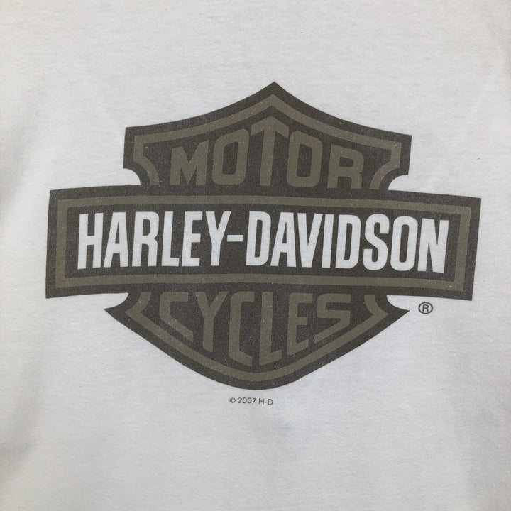 Harley-Davidson Motorcycle Long-Sleeve T-Shirt, Made in USA, Men's Size L (approx.) cotton white type Vintage Second Hand