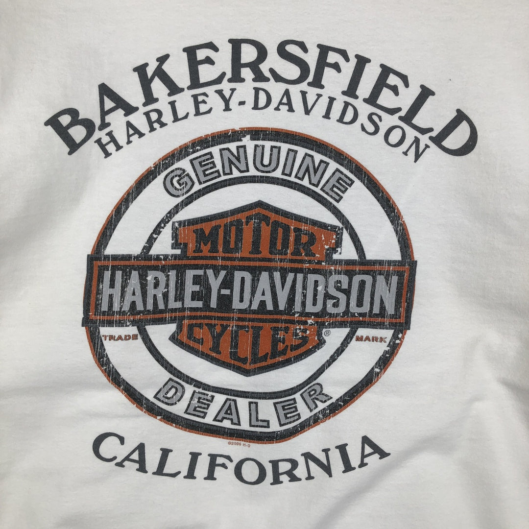 Harley-Davidson Motorcycle Long-Sleeve T-Shirt, Made in USA, Men's Size L (approx.) cotton white type Vintage Second Hand
