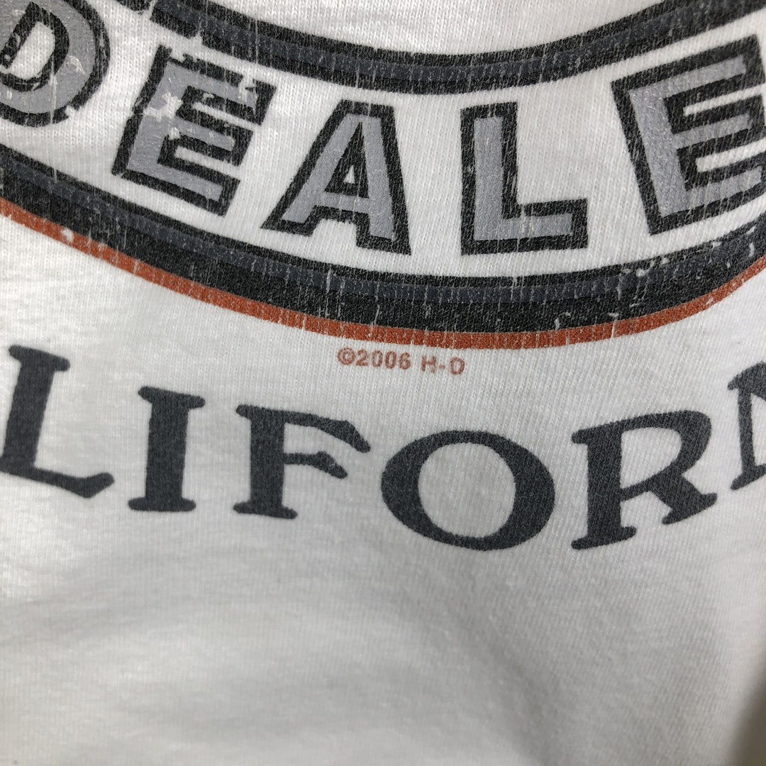 Harley-Davidson Motorcycle Long-Sleeve T-Shirt, Made in USA, Men's Size L (approx.) cotton white type Vintage Second Hand